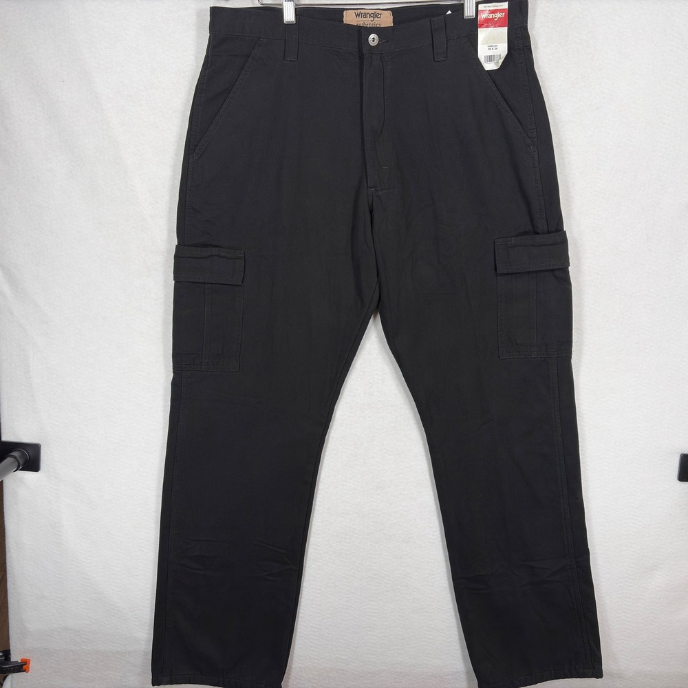 Wrangler Authentics Mens Fleece Lined Cargo Pants Black 36x34 10ZM6LLBL NWT